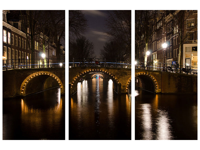 3-piece-canvas-print-at-night-in-amsterdam