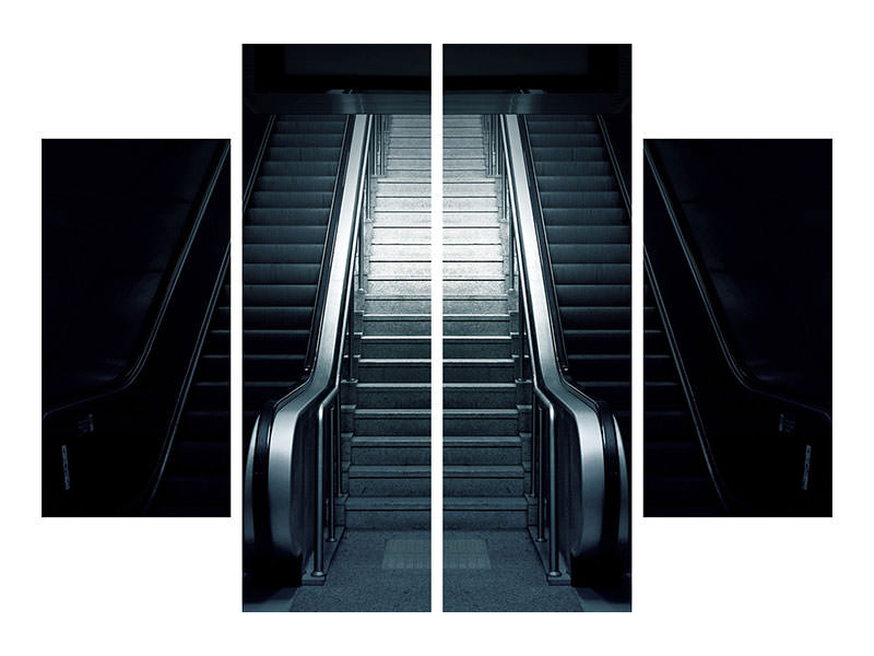 4-piece-canvas-print-escalator-in-the-dark