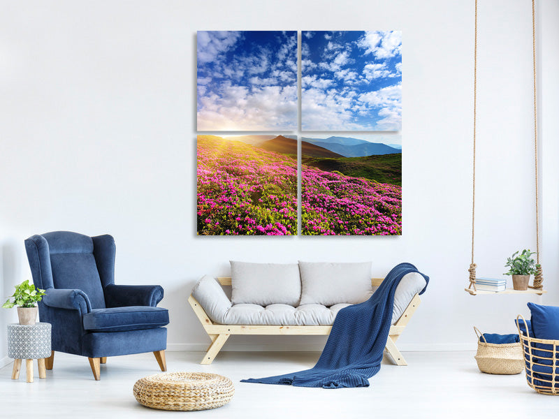 4-piece-canvas-print-flowery-mountain-landscape