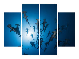 4-piece-canvas-print-hammerhead-shark-underwater-photography