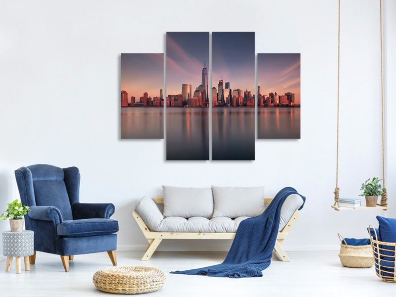 4-piece-canvas-print-lower-manhattan-at-dusk