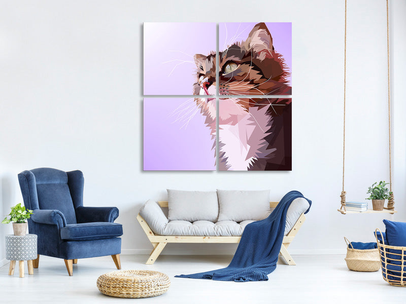 4-piece-canvas-print-pop-art-cats-portrait