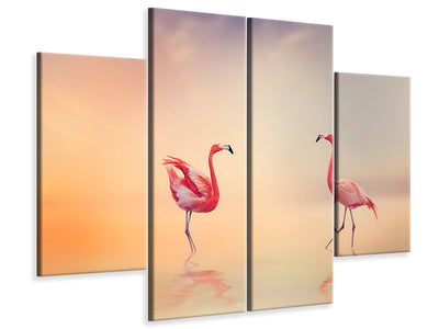 4-piece-canvas-print-romantic-flamingos