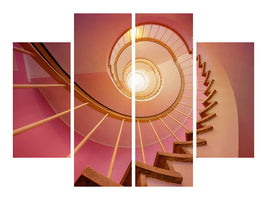 4-piece-canvas-print-spiral-staircase-in-pink