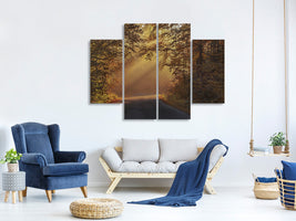4-piece-canvas-print-sunbeams-in-the-forest
