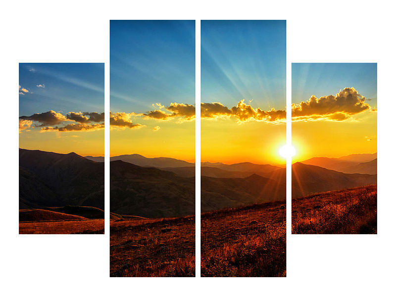 4-piece-canvas-print-sunset-in-the-world-of-mountains