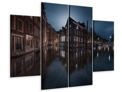 4-piece-canvas-print-the-house-under-the-moonlight