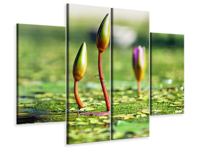 4-piece-canvas-print-water-lilies-in-xl