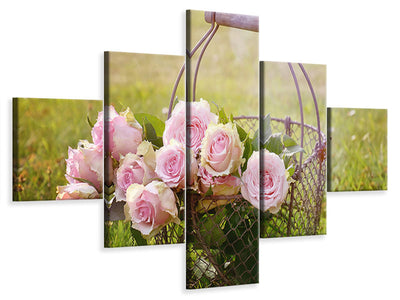 5-piece-canvas-print-a-basket-full-of-roses