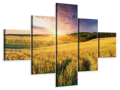 5-piece-canvas-print-a-flower-field-at-sunrise