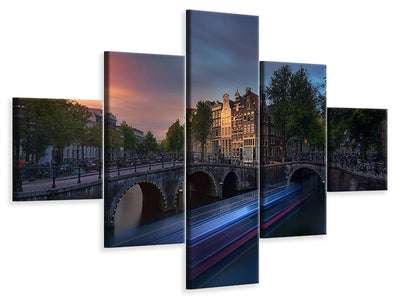 5-piece-canvas-print-amsterdam-sunset