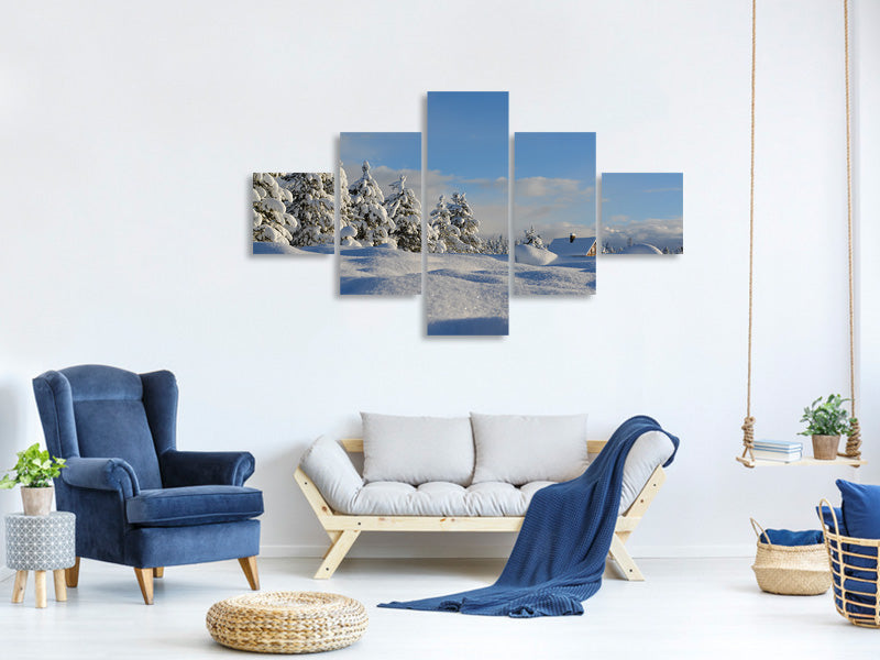 5-piece-canvas-print-beautiful-snow-landscape