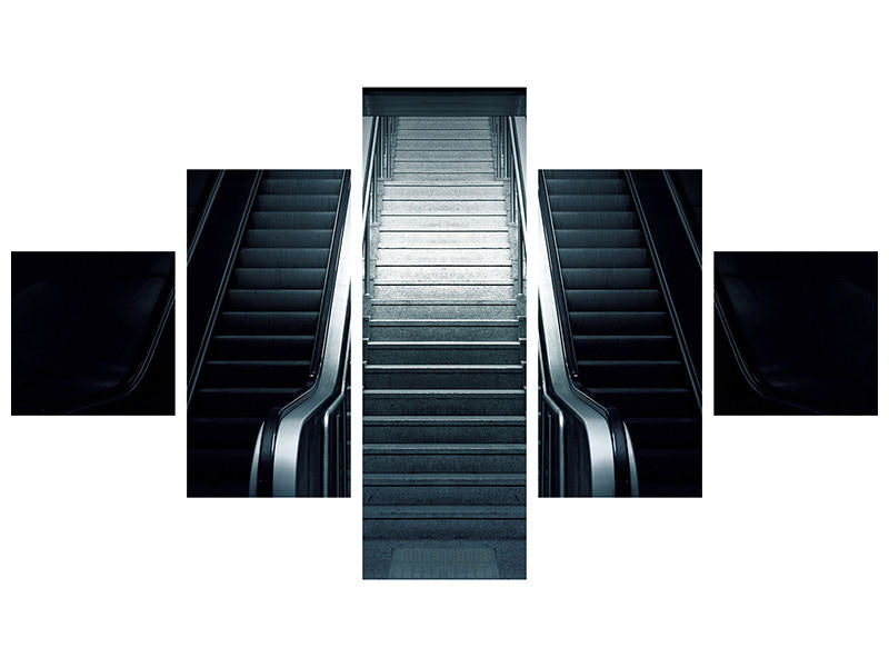5-piece-canvas-print-escalator-in-the-dark