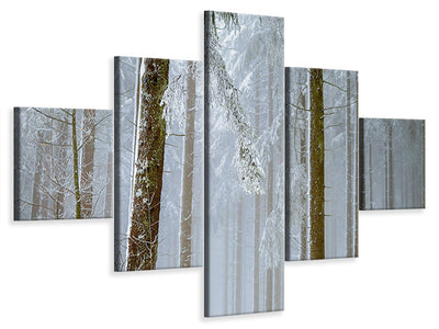 5-piece-canvas-print-forest-in-winter