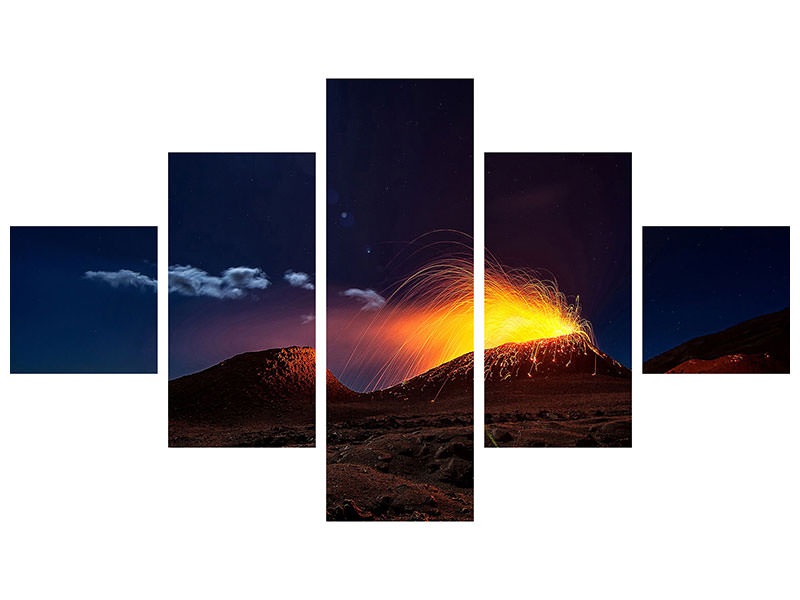 5-piece-canvas-print-lava-flow-with-the-moon
