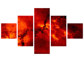 5-piece-canvas-print-red-starry-sky