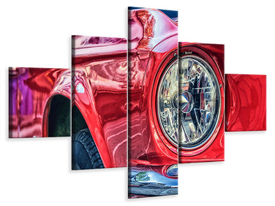 5-piece-canvas-print-red-vintage-car