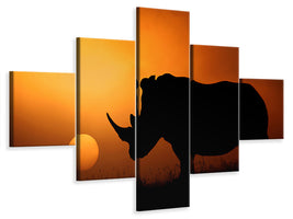 5-piece-canvas-print-rhino-sunrise