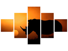 5-piece-canvas-print-rhino-sunrise