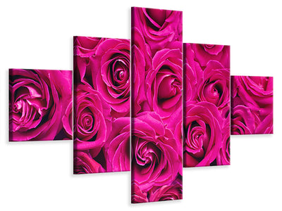 5-piece-canvas-print-rose-petals-in-pink