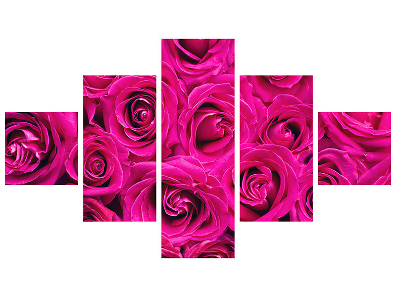 5-piece-canvas-print-rose-petals-in-pink