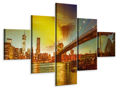 5-piece-canvas-print-skyline-brooklyn-bridge-ny