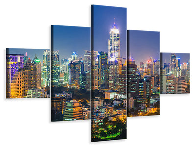 5-piece-canvas-print-skyline-one-night-in-bangkok