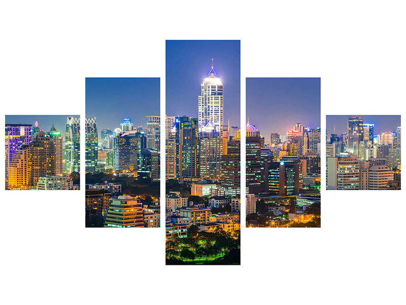 5-piece-canvas-print-skyline-one-night-in-bangkok