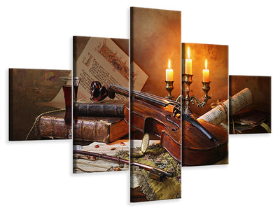 5-piece-canvas-print-still-life-with-violin-and-candles