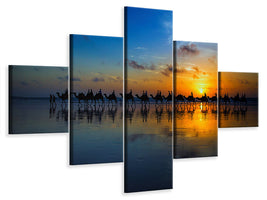 5-piece-canvas-print-sunset-camel-ride