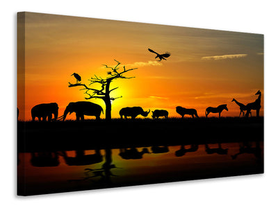 canvas-print-safari-animals-at-sunset