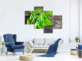 modern-4-piece-canvas-print-basil-leaves-ii