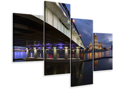 modern-4-piece-canvas-print-bridge-at-night