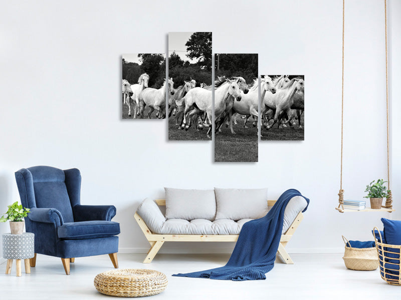 modern-4-piece-canvas-print-the-mustang-herd