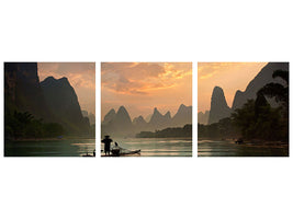 panoramic-3-piece-canvas-print-golden-li-river