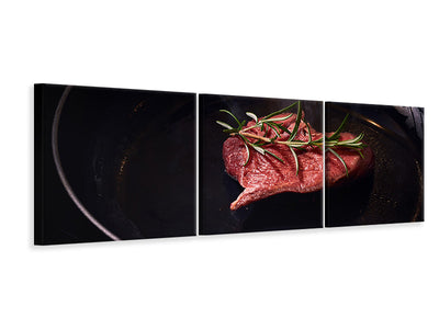 panoramic-3-piece-canvas-print-meat-in-the-pan