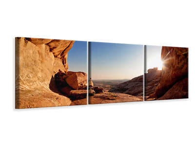 panoramic-3-piece-canvas-print-sunset-in-front-of-the-cave