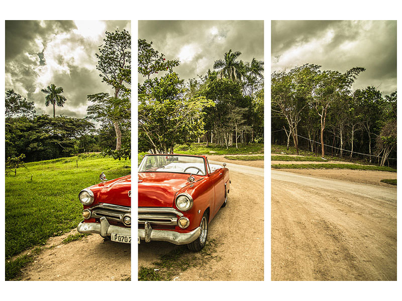 3-piece-canvas-print-a-vintage-car-in-cuba