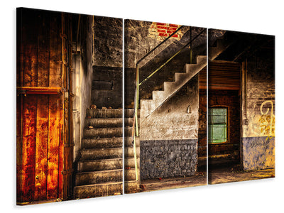 3-piece-canvas-print-abandoned-stairs