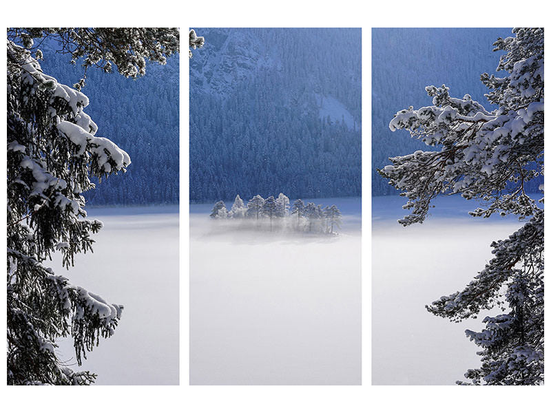 3-piece-canvas-print-fog-over-frozen-lake