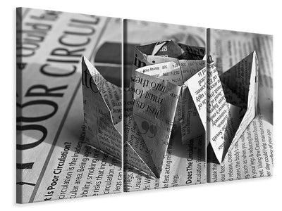 3-piece-canvas-print-origami-newspaper