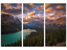 3-piece-canvas-print-peyto-lake-at-dusk