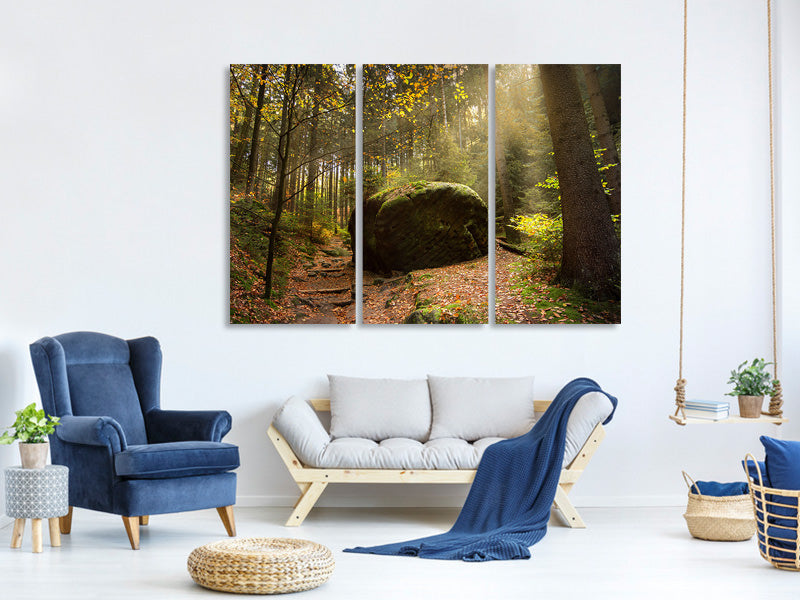 3-piece-canvas-print-the-rock-in-the-forest