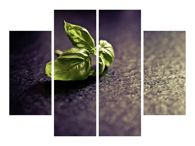 4-piece-canvas-print-basil-leaves