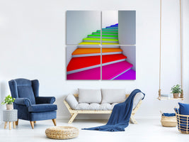 4-piece-canvas-print-colorful-stairs