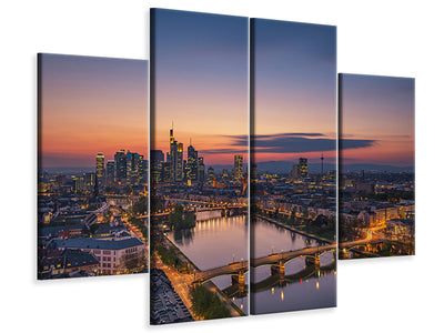 4-piece-canvas-print-frankfurt-skyline-at-sunset