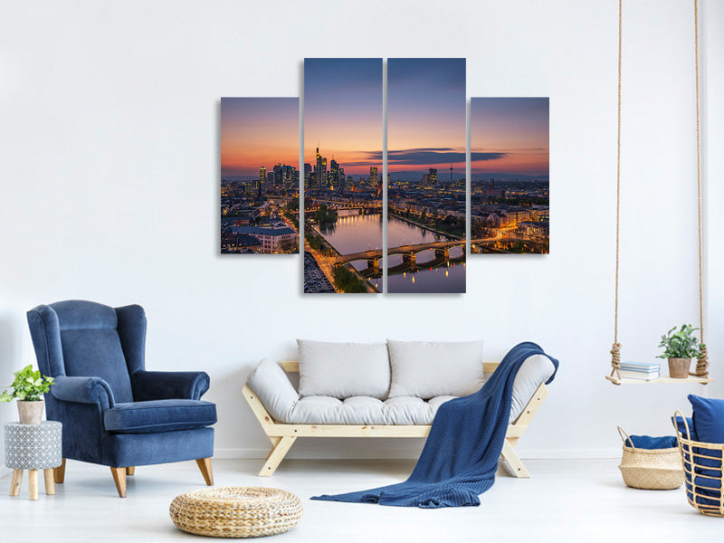 4-piece-canvas-print-frankfurt-skyline-at-sunset