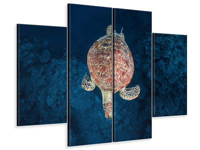 4-piece-canvas-print-green-turtle-on-blue-water