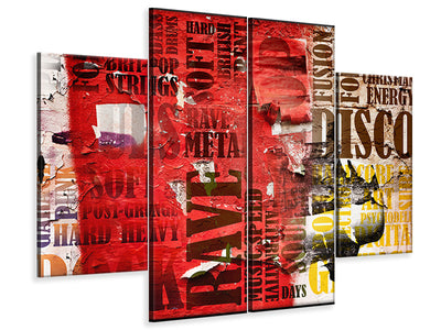 4-piece-canvas-print-music-text-in-grunge-style