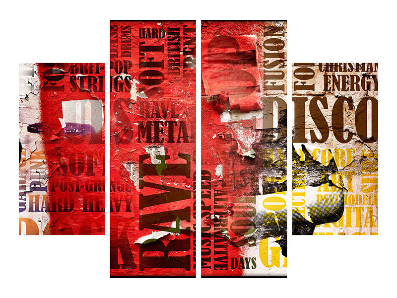 4-piece-canvas-print-music-text-in-grunge-style